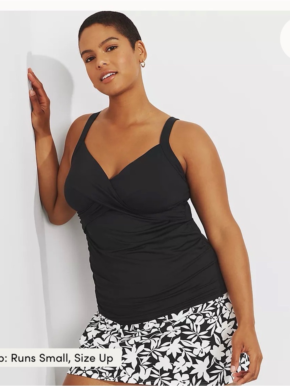 Lands End Women's Plus Size Sweetheart Wrap Underwire Tankini Top